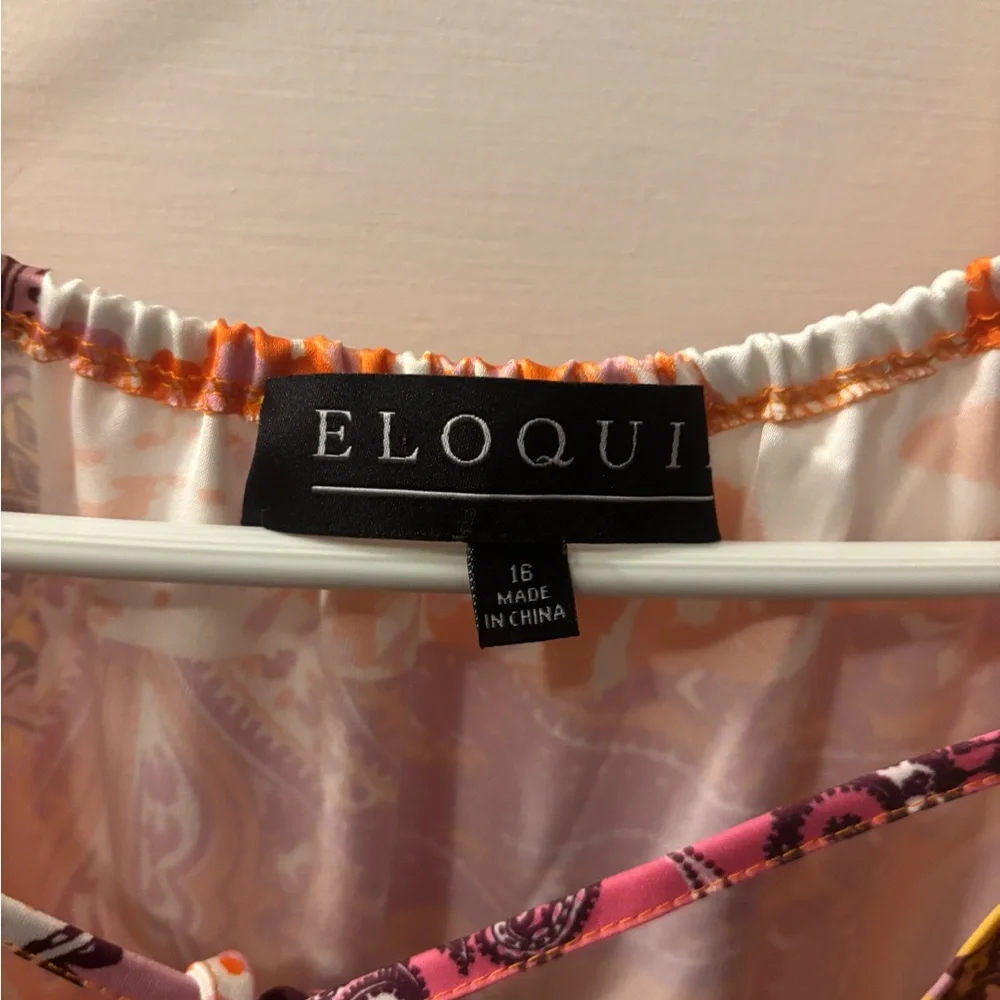 Eloquii Multicolor Silky Paisley Wide Leg Jumpsuit with Cutouts. - Picture 4 of 4